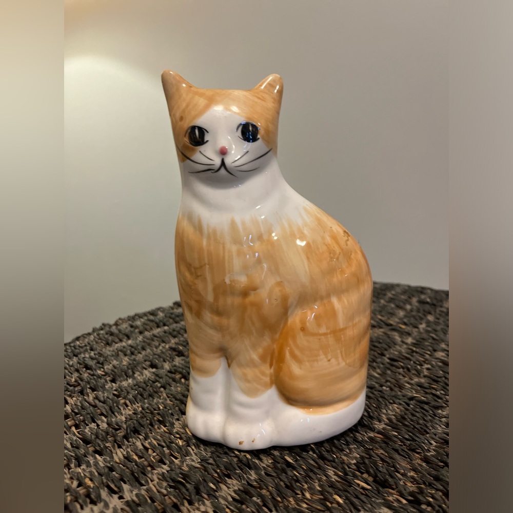 Vintage Ceramic Cat Bank • Orange Tabby Cat 🐈 • Piggy Bank